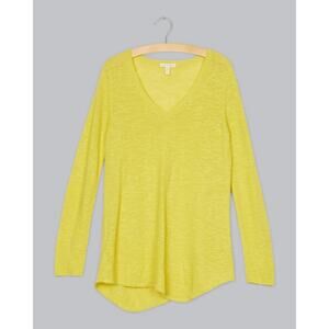 Eileen Fisher Organic Cotton Linen V Neck Pullover Sweater Lightweight Size PM